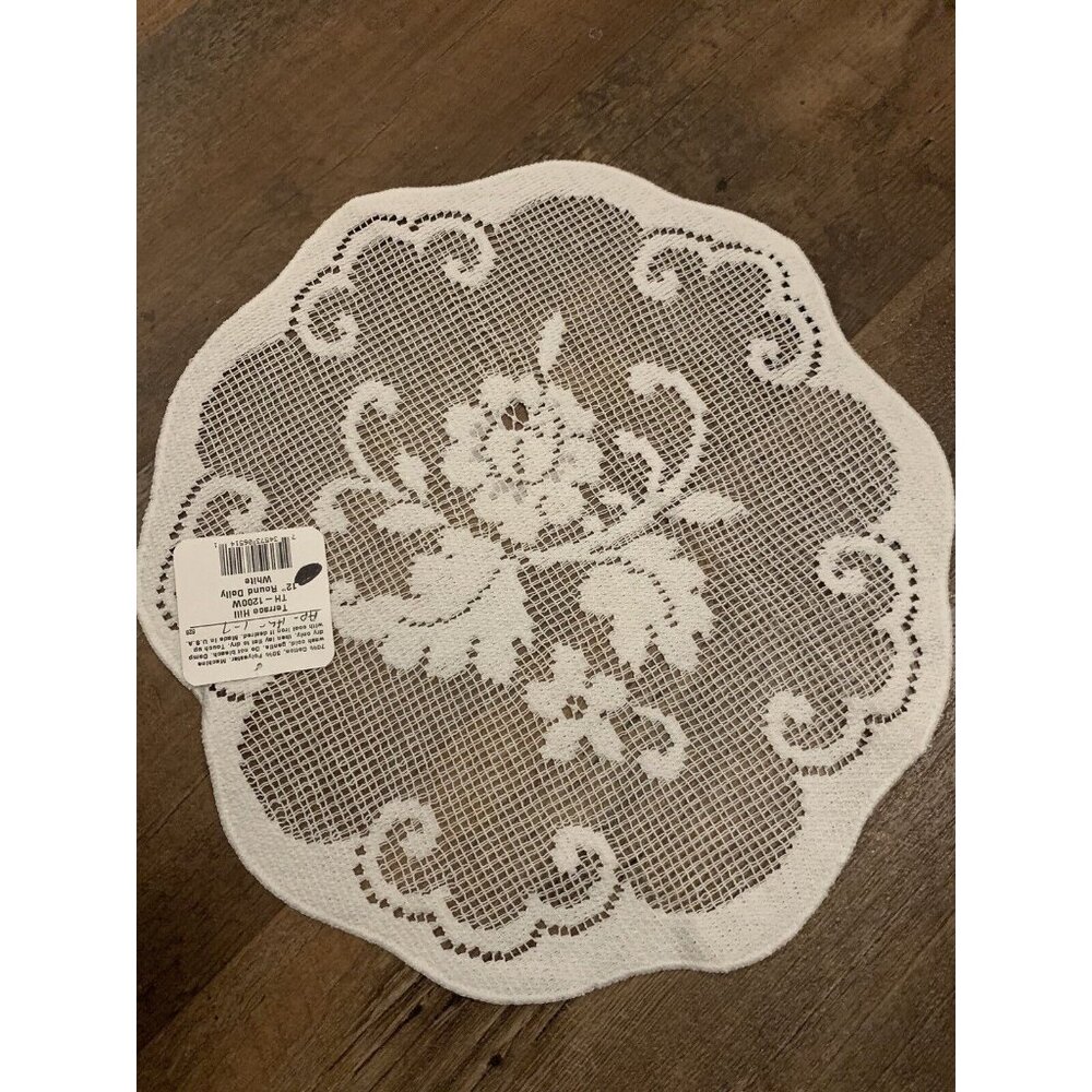 Lace Doily 12” Heritage White Round Terrace Hill Bedroom Living-room Dust